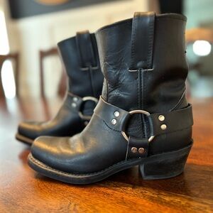 Frye Black Leather Ankle Boots